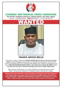 BREAKING! Money Laundering: EFCC Declares Yahaya Bello Wanted