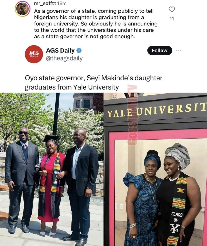 Netizens Drag Seyi Makinde As His Daughter Graduates From American University