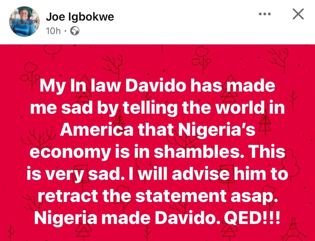 Nigeria economy being in shambles 